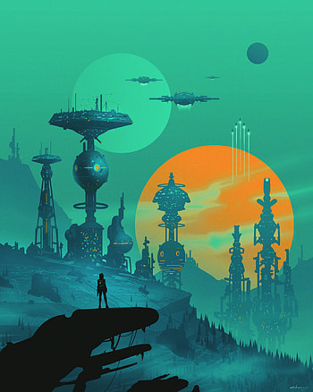 Art, Sci-Fi, Cyborg, Future, Space Station HD phone wallpaper