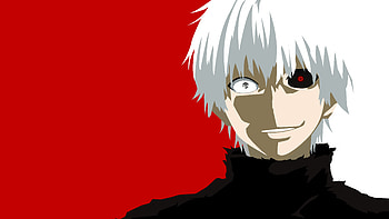 Minimalist, Tokyo Ghoul, Vector, Anime, Close Up, Ken Kaneki, Tokyo Ghoul √A, White Hair HD wallpaper