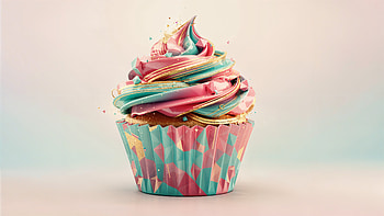 Rainbow Swirl Cupcake, Frosting, Sprinkles HD wallpaper