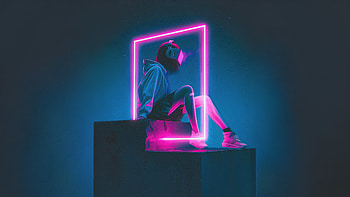 Neon Solitude, artist, artwork, digital-art, neon HD wallpaper