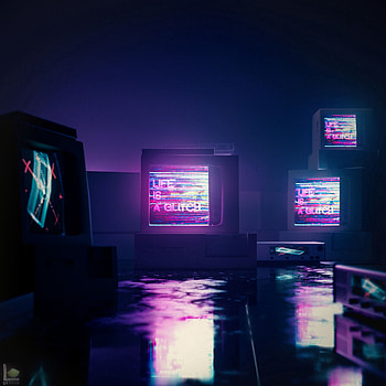 Art, Reflection, Darkness, Glow, Glitch, Monitor HD phone wallpaper