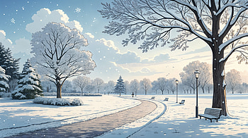 Serene Snowy Park: A Winter Wonderland, snowy park, winter, snow, landscape, park HD wallpaper