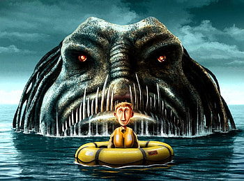 Unlucky Day, swimming, hungry, unlucky, tube, surprise, monster HD wallpaper