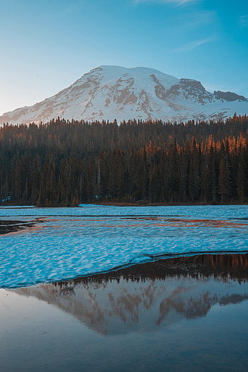 Nature, Ice, Mountain, Vertex, Top, Lake, Forest HD phone wallpaper