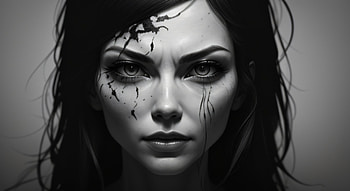 Shadow Muse — Quad B&W Fantasy Portrait, portrait, Black & White, fantasy, woman HD wallpaper