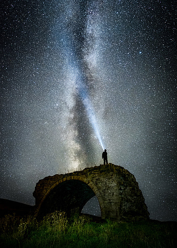 Nature, Sky, Night, Silhouette, Starry Sky, Milky Way, Human, Person, Elevation HD phone wallpaper
