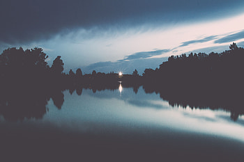 Nature, Sunset, Horizon, Lake, Reflection, Rays, Beams HD wallpaper
