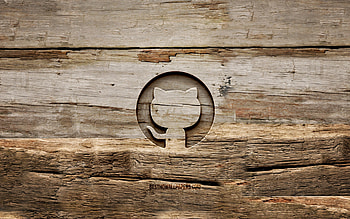 Github wooden logo, , wooden backgrounds, social networks, Github logo, creative, wood carving, Github HD wallpaper