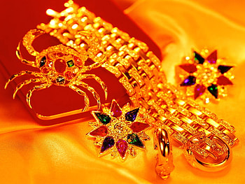 luxury , luxury, four, spider, flowers, gold HD wallpaper