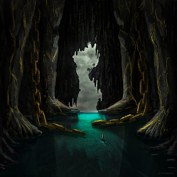 Rivers, Art, Chains, Rocks, Cave, Ship HD phone wallpaper