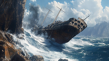 Majestic Shipwreck: A Stunning Ultra, shipwreck, ocean, wave, storm, coastline, Ocean Waves HD wallpaper