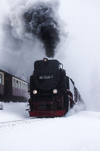 Smoke, Snow, Miscellanea, Miscellaneous, Train, Locomotive, Steam Locomotive HD phone wallpaper