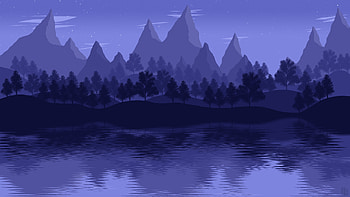 Mountain Lake Landscape , lake, mountains, landscape, minimalism, minimalist, artist, artwork, digital-art, deviantart HD wallpaper