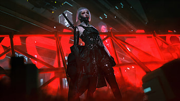 Anime Girl In Red Area , anime-girl, anime, scifi, guns, artist, artwork, digital-art, artstation HD wallpaper