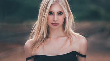 Blone Girl In Black Dress, girls, black, dress, blonde HD wallpaper