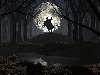 War Horse, night, full moon, horse, darkness, water, warrior HD wallpaper