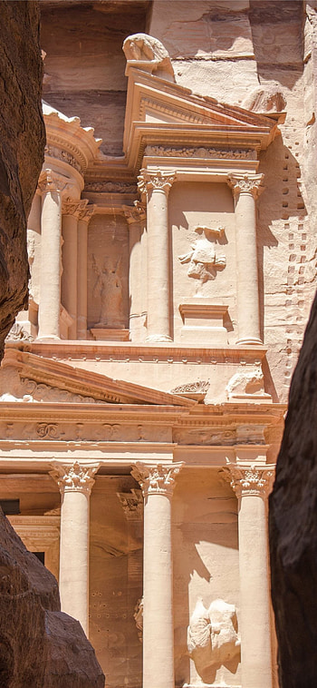 Petra through the rocks, Southern Jordan, , Stunning background HD phone wallpaper