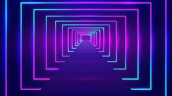 Neon aisle, aisle, digital, neon, art, abstract, stage HD wallpaper