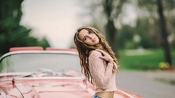 Blonde Girl With Car, girls, model HD wallpaper
