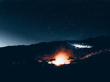 Nature, Mountains, Night, Shine, Light, Starry Sky HD wallpaper