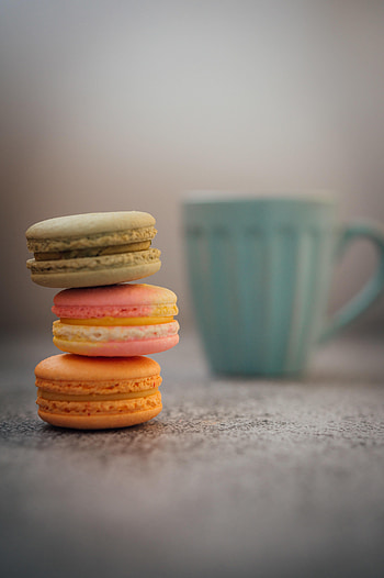 Food, Cookies, Multicolored, Motley, Cup, Macaroons, Makaroons HD phone wallpaper
