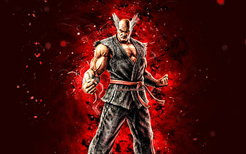 Heihachi, , red neon lights, Tekken 7, protagonist, Heihachi Mishima, Tekken characters, Heihachi Tekken HD wallpaper