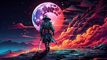 Modern Samurai, samurai, neon, warrior, Japan HD wallpaper