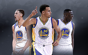 Steph Curry, Klay Thompson and Draymond Green, Golden State Warriors HD wallpaper