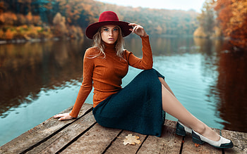 Girl Pier Side, girls, model HD wallpaper