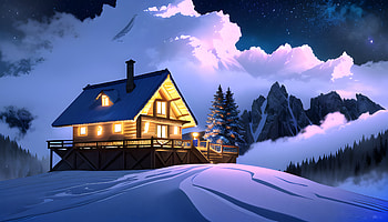 A chalet in Alps, AI Art, Anime, landscape, anime landscape HD wallpaper