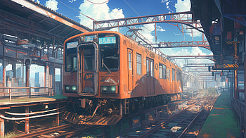 Vibrant Anime Train in Stunning Ultra, Anime, anime train, train, train station, urban landscape HD wallpaper