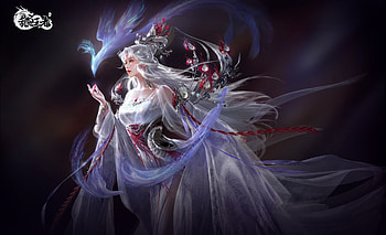 Fantasy girl, bird, xiwangmufenceng, samzzz jin, blue, frumusete, fantasy, girl HD wallpaper