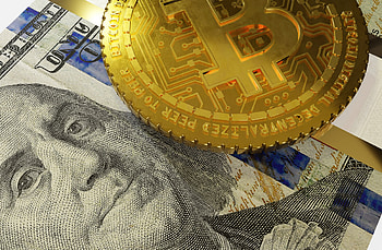 Hundred Dollar And Bitcoin Closeup, money, bitcoin, currency, dollar, banknote HD wallpaper
