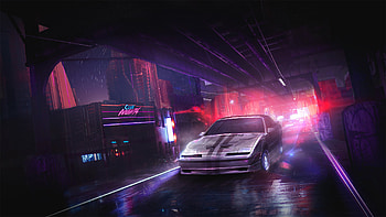 Neon Car Artwork Digital Pink Purple Neon manipulation, artist, digital-art, deviantart, neon, city, artwork, cars HD wallpaper