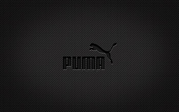 Puma carbon logo, , grunge art, carbon background, creative, Puma black logo, brands, Puma logo, Puma HD wallpaper