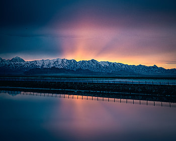 Nature, Sunset, Mountains, Twilight, Lake, Road, Dusk HD wallpaper