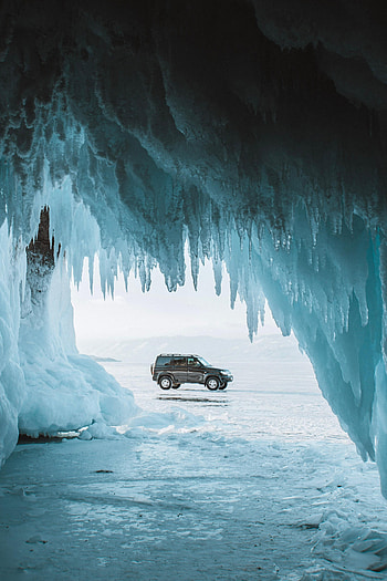 Winter, Ice, Cars, Car, Brown, Cave, Uaz Patriot, Uaz HD phone wallpaper