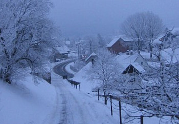 Winter evening, Winter, SNOW, evening, VILLAGE HD wallpaper
