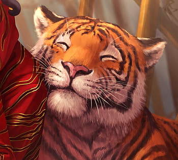 Tiger, art, zodiac, tigru, chinese, orange, year of the tiger, big cat, xiaofan zhang, pisici, fantasy HD wallpaper