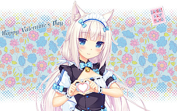 Nekopara, Anime, Animal Ears, Blue Eyes, Long Hair, Vanilla (Nekopara), White Hair HD wallpaper