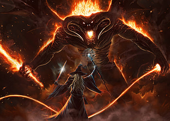 Gandalf, Balrog, Intriguing battle, Literary connection HD wallpaper