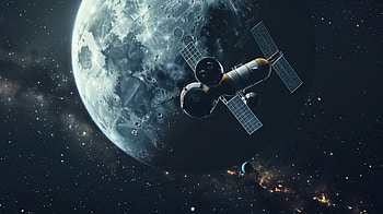 Lunar Orbit Odyssey, International Space Station, space, moon, satellite HD wallpaper