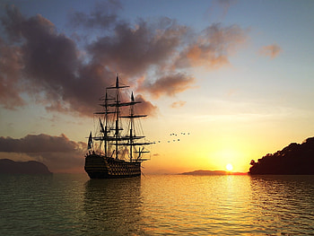 Transport, Sky, Ships, Sea, Clouds, Dawn HD wallpaper