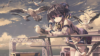 Anime Original, stare, Girl, Anime, Original HD wallpaper