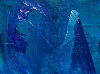 Dynamic abstract acrylic painting with blue textures and bold brushstrokes. HD wallpaper