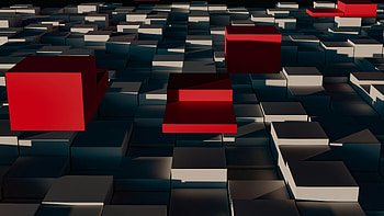 Group Of Red Black Cubes, abstract, cubes, artwork, art, digital-art, artist HD wallpaper