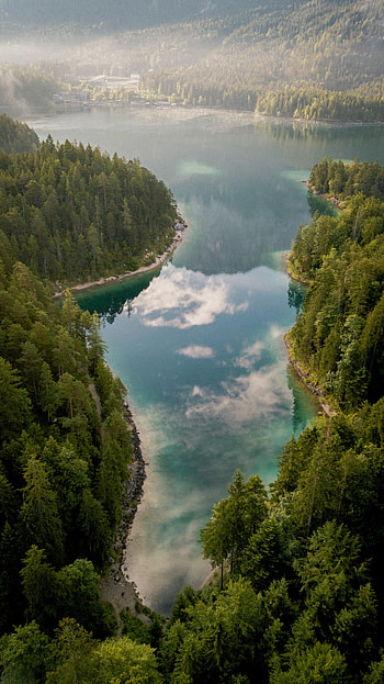Nature, Water, View From Above, Lake, Forest, Fog HD phone wallpaper