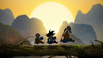 Goku And Krillin Training With Master Roshi, goku, krillin, master-roshi, anime, artist, artwork, digital-art, behance HD wallpaper