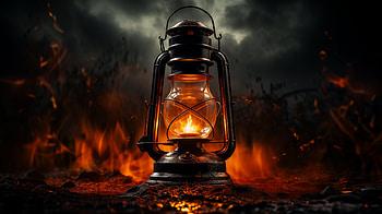 Mystical Lantern Amidst Flames, dark, man made, lantern HD wallpaper