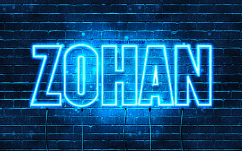 Zohan, , with names, Zohan name, blue neon lights, Happy Birtay Zohan, popular arabic male names, with Zohan name HD wallpaper
